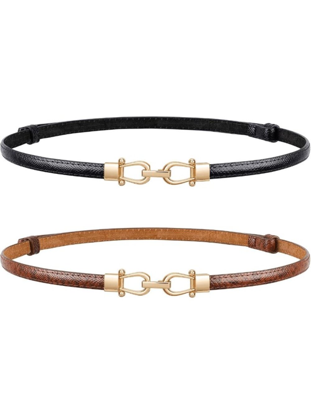 Stylish Plus Size Leather Skinny Belt for Women - Adjustable Thin Waist Belt